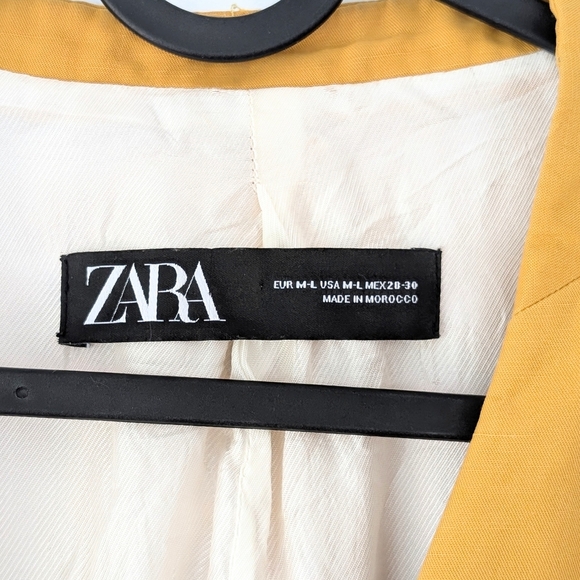 Zara Mustard Linen Blend Double-Breasted Blazer ~ Size Medium - Picture 5 of 10